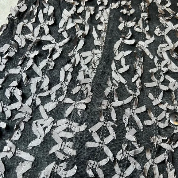 D Studio Womens Size 8 Black Mesh Ribbon Top Avant Garde Shabby Chic Goth Y2K - Picture 7 of 11